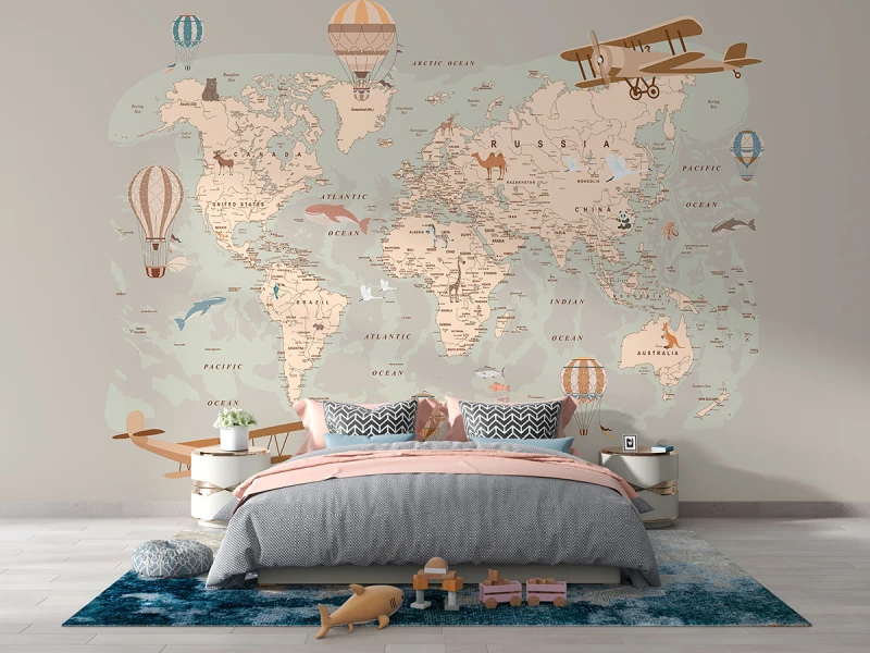 Fototapeta dla dzieci Mapa z balonami