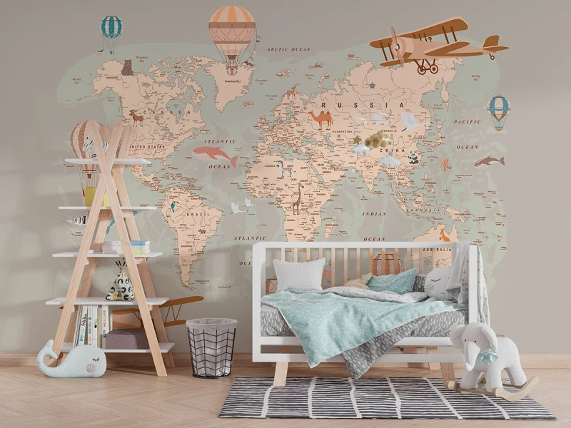 Fototapeta dla dzieci Mapa z balonami