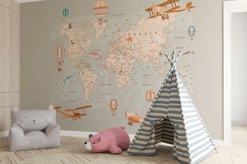 Fototapeta dla dzieci Mapa z balonami