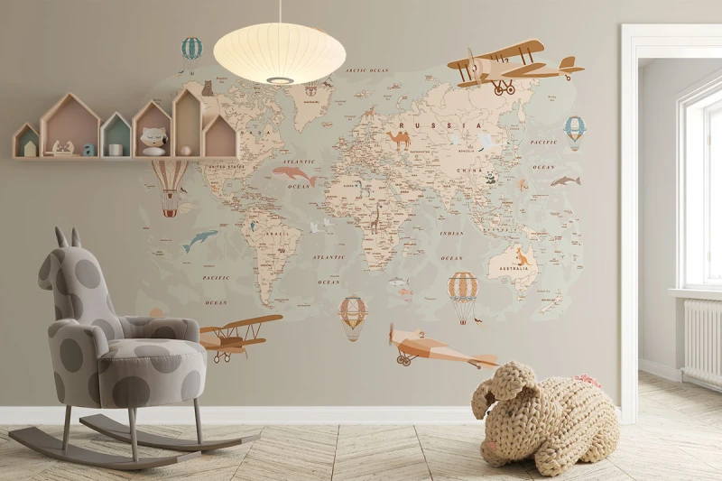 Fototapeta dla dzieci Mapa z balonami