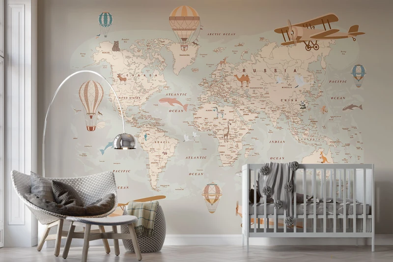 Fototapeta dla dzieci Mapa z balonami