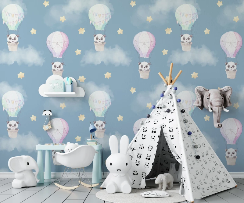 Fototapeta dla dzieci Pandy w balonach
