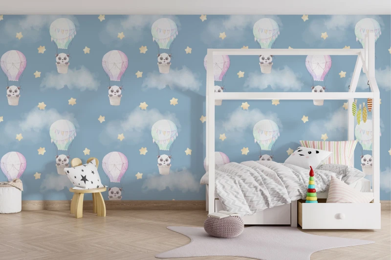 Fototapeta dla dzieci Pandy w balonach