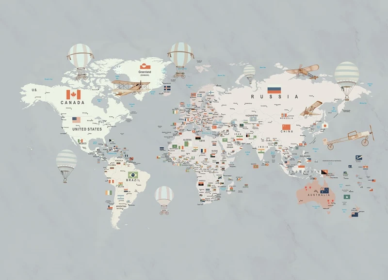 Fototapeta młodzieżowa Mapa z flagami