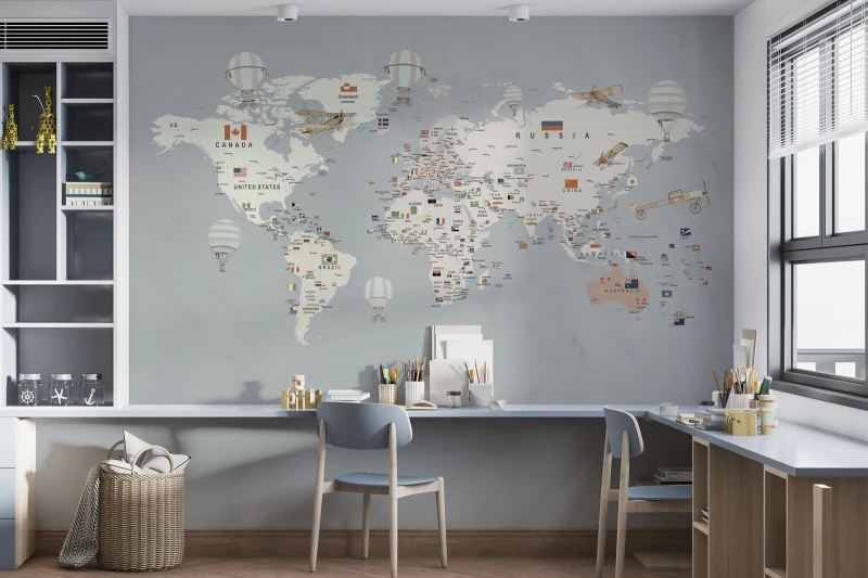 Fototapeta młodzieżowa Mapa z flagami