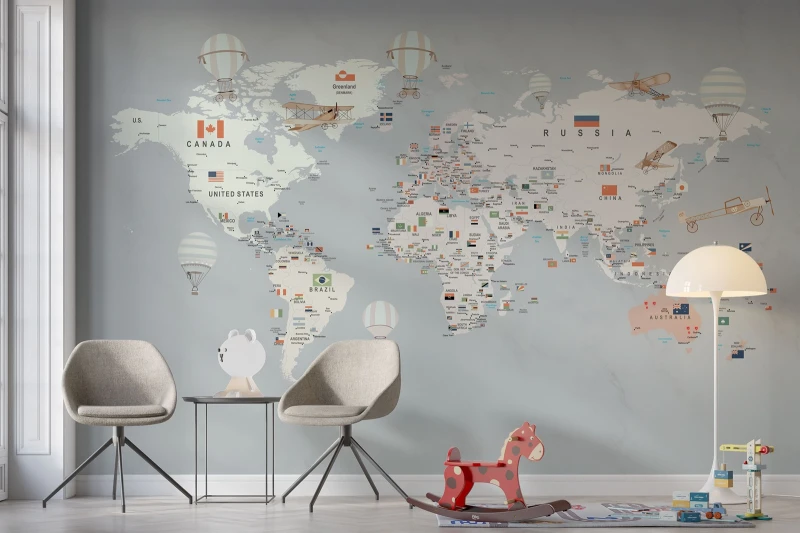 Fototapeta młodzieżowa Mapa z flagami