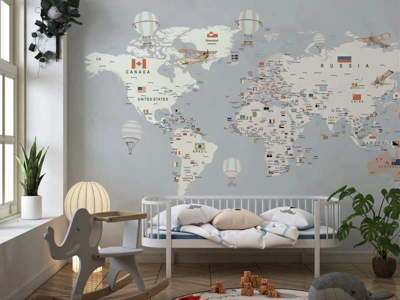 Fototapeta młodzieżowa Mapa z flagami