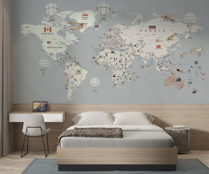 Fototapeta młodzieżowa Mapa z flagami