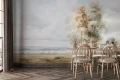 Fototapeta malowany krajobraz jezioro i pola