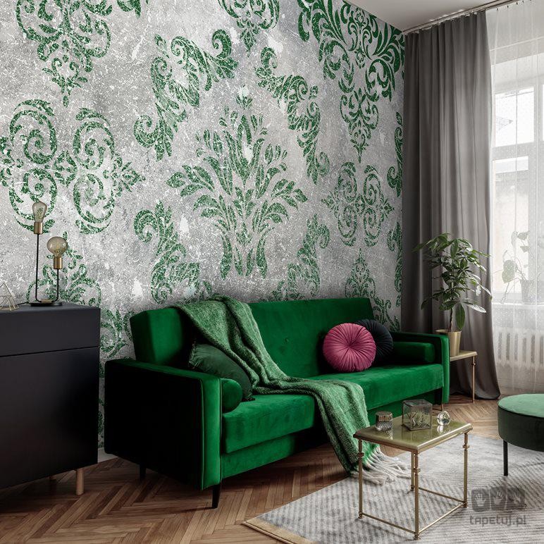 Fototapeta zielony wzór na betonie