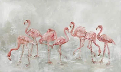 Fototapeta flamingi na szarym tle