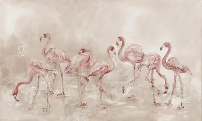 Fototapeta flamingi na beżowym tle