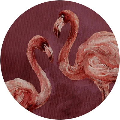 Fototapeta w kształcie - Flamingi na bordowym tle