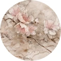 Fototapeta w kształcie koła - Sakura Beige