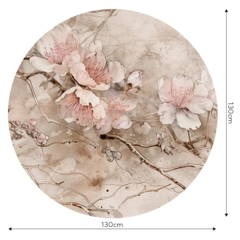 Fototapeta w kształcie koła - Sakura Beige