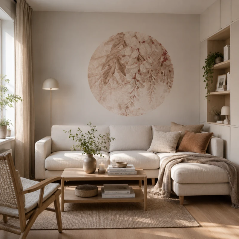 Fototapeta w kształcie koła - Wisteria Beige