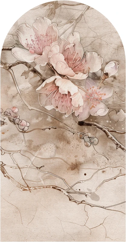 Fototapeta w kształcie łuku - Sakura Beige