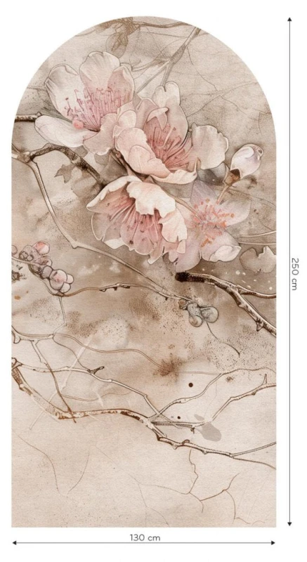 Fototapeta w kształcie łuku - Sakura Beige