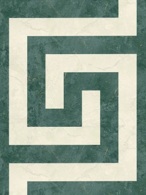 Tapeta winylowa z greckim wzorem w odcieniach zieleni