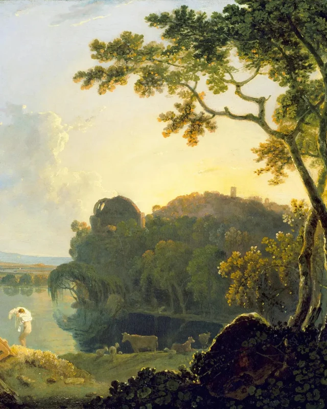 Fototapeta Landscape with Bathers, Cattle and Ruin 142433