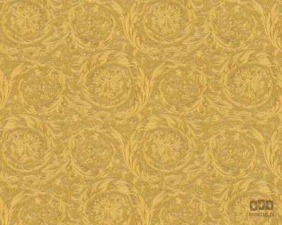 Złota tapeta z ornamentowym wzorem Versace