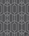 Szara tapeta winylowa na flizelinie w srebrny wzór geometryczny