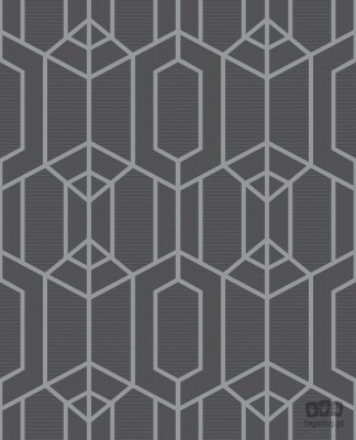 Szara tapeta winylowa na flizelinie w srebrny wzór geometryczny