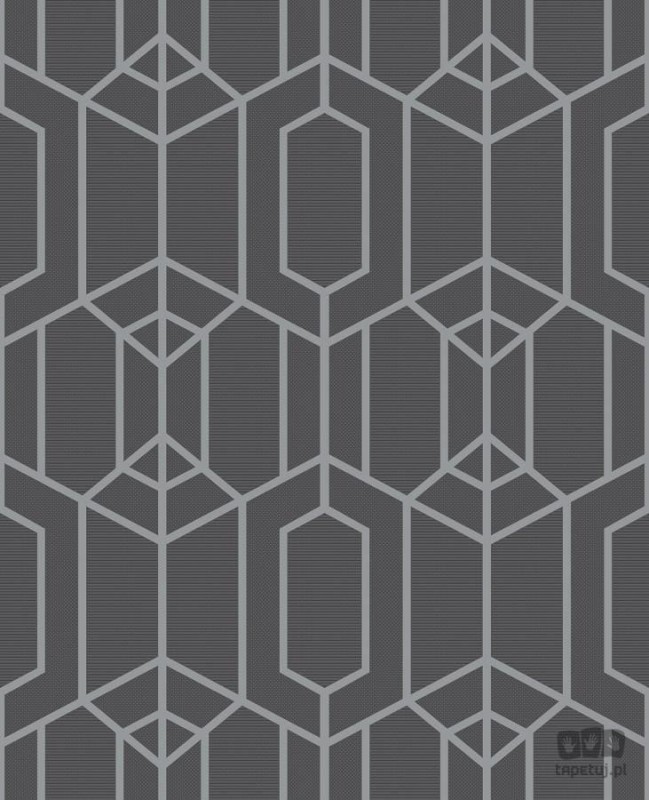 Szara tapeta winylowa na flizelinie w srebrny wzór geometryczny