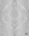 Srebrna tapeta winylowa w ornament adamaszek