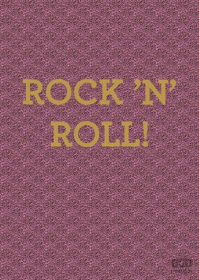 Fototapeta we wzór różowej skóry lamparta ze złotym napisem Rock’n’Roll