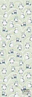 Zielona tapeta na flizelinie dla dzieci w pandy i liście palm mural