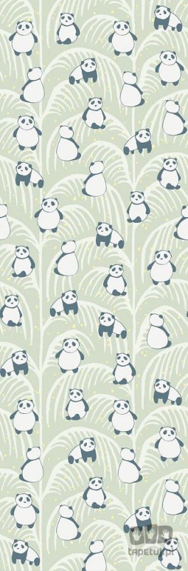 Zielona tapeta na flizelinie dla dzieci w pandy i liście palm mural