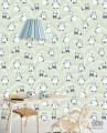 Zielona tapeta na flizelinie dla dzieci w pandy i liście palm mural