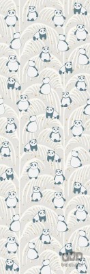 Szara tapeta na flizelinie dla dzieci w pandy i liście palm mural