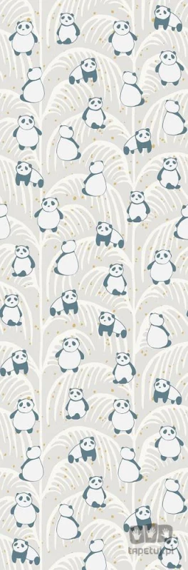 Szara tapeta na flizelinie dla dzieci w pandy i liście palm mural