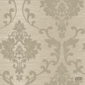 Beżowa tapeta w złoty roślinny ornament papierowa