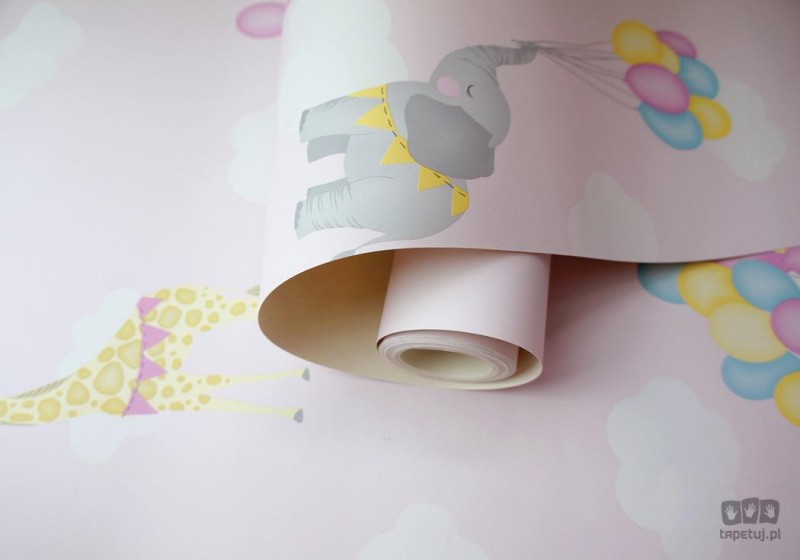 Różowa tapeta papierowa z dzikimi zwierzętami Holden Over The Rainbow