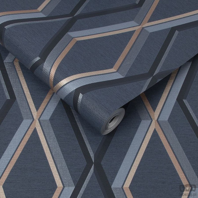 Tapeta w odcieniach granatu z geometrycznym wzorem