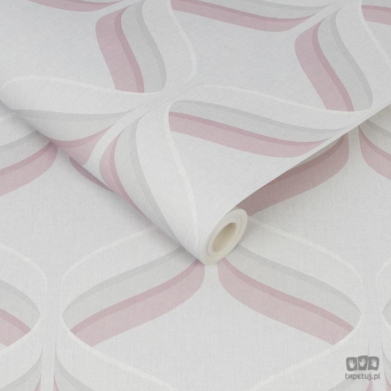 Szaro-różowa tapeta papierowa trójwymiarowy wzór