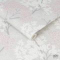 Różowo-szara tapeta papierowa drzewa gałązki