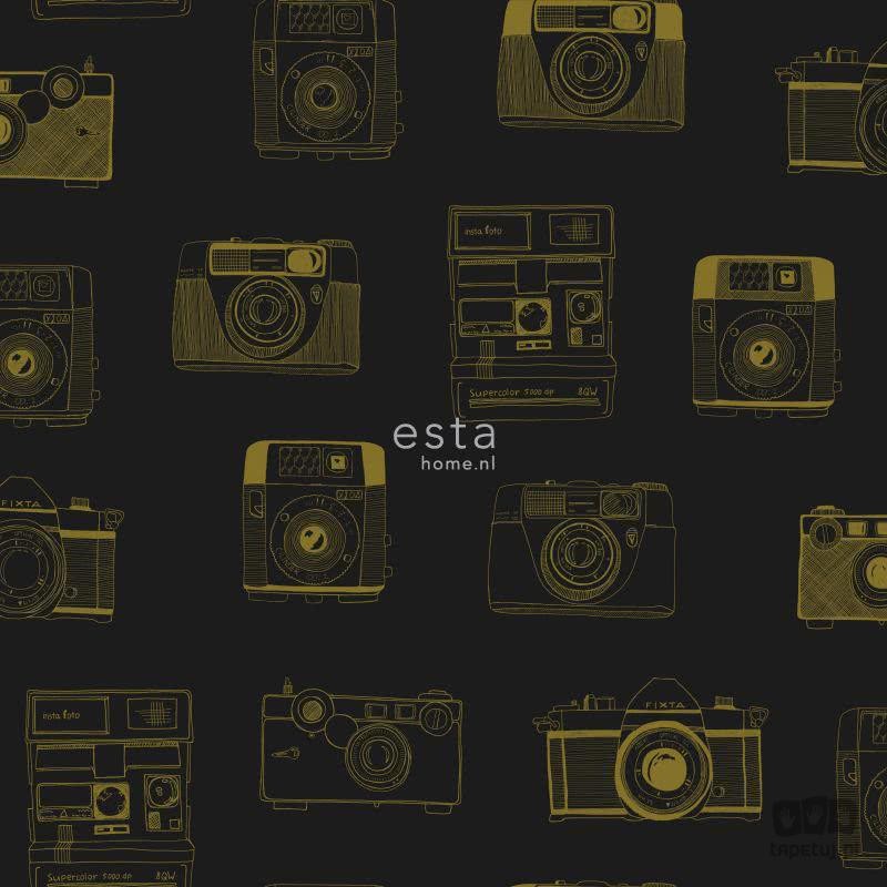 Tapeta na flizelinie w aparaty fotograficzne czerń i złoto