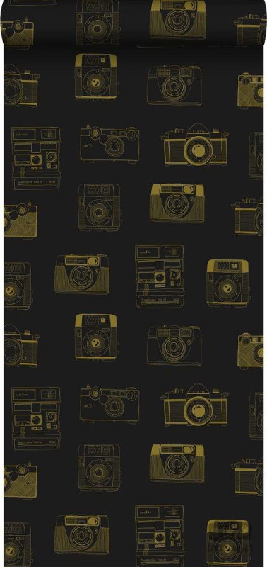 Tapeta na flizelinie w aparaty fotograficzne czerń i złoto