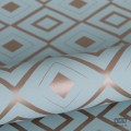 Tapeta na flizelinie w romby niebieski i złoto wzór geometryczny