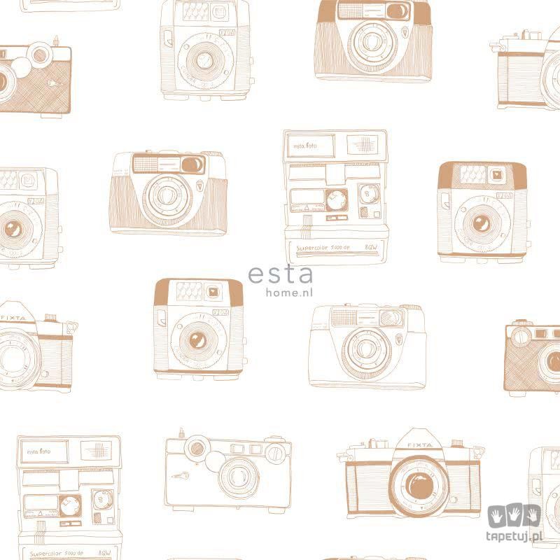 Tapeta na flizelinie w aparaty fotograficzne biel i złoto