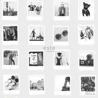 Tapeta na flizelinie zdjęcia polaroid Francja czarno białe