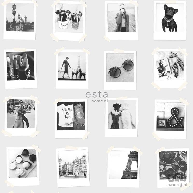 Tapeta na flizelinie zdjęcia polaroid Francja czarno białe