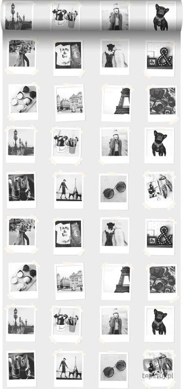 Tapeta na flizelinie zdjęcia polaroid Francja czarno białe
