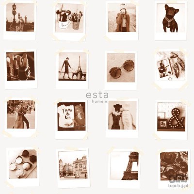 Tapeta na flizelinie zdjęcia polaroid Francja sepia
