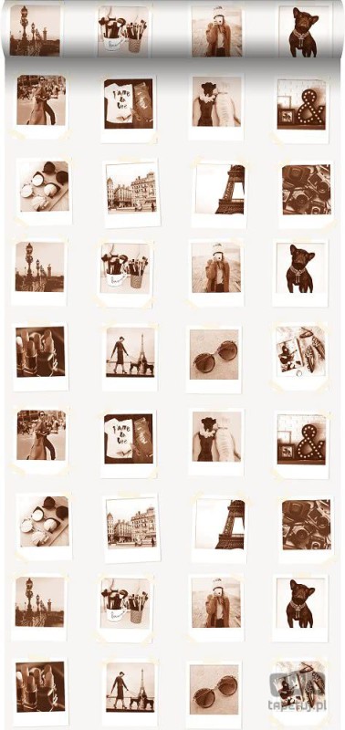 Tapeta na flizelinie zdjęcia polaroid Francja sepia