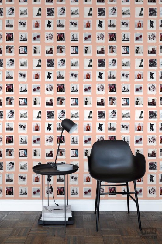 Tapeta na flizelinie zdjęcia polaroid Francja różowe tło